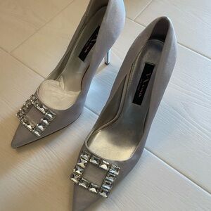Nina silver Heels with Rhinestone Ornament